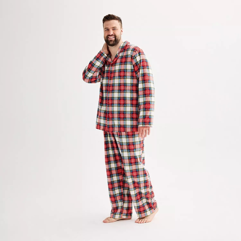 Kohl's Big & Tall 4XB Matching Red Plaid Flannel Pajama Holiday Christmas Set